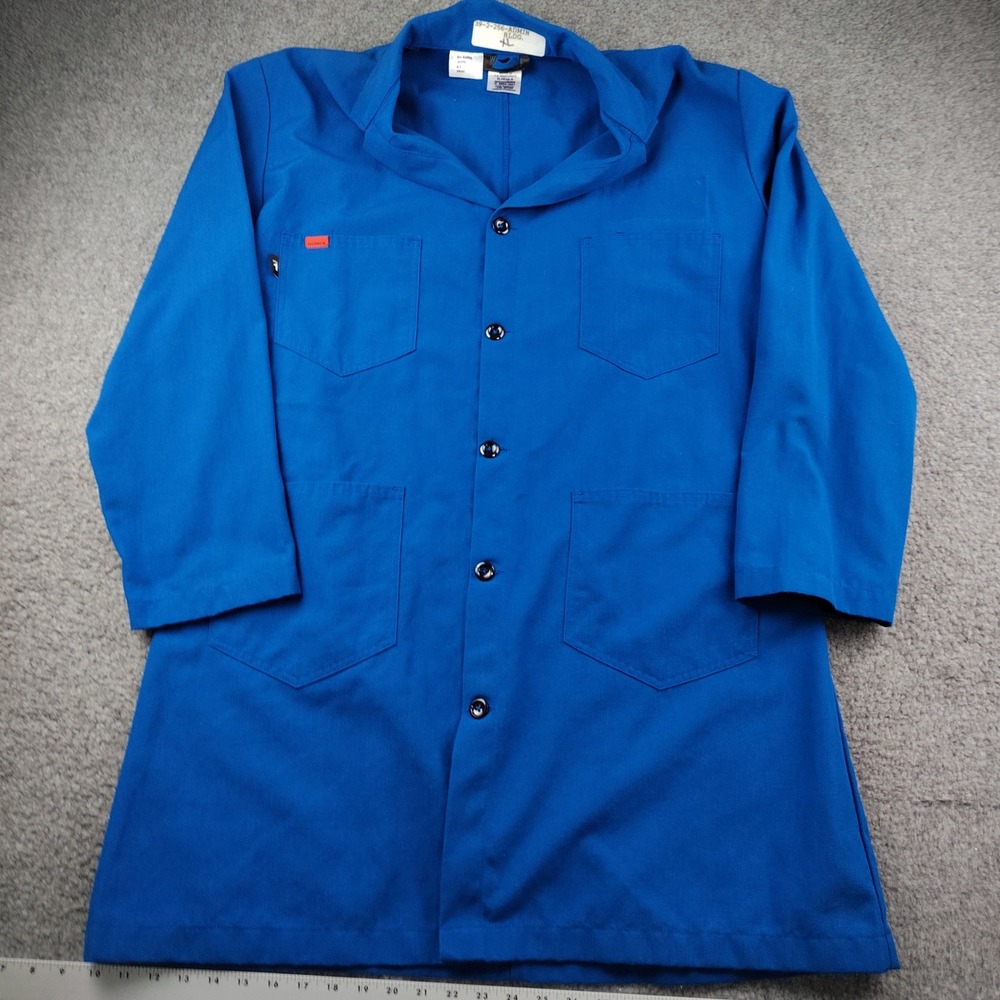 Workrite Lab Coat Mens XL Benchmark Nomex FR Blue HRC1 EUC